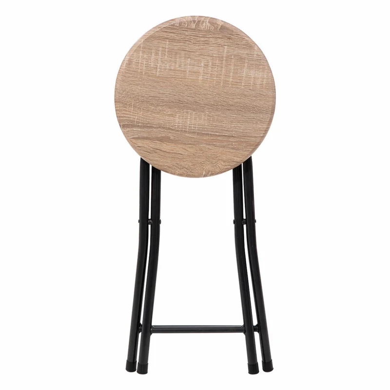 5five Simply Smart Klapphocker in Holzoptik, Sitzhocker, Stahl, MDF, Braun, 46.5 cm, 164661