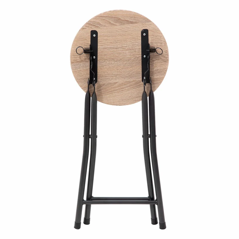 5five Simply Smart Klapphocker in Holzoptik, Sitzhocker, Stahl, MDF, Braun, 46.5 cm, 164661