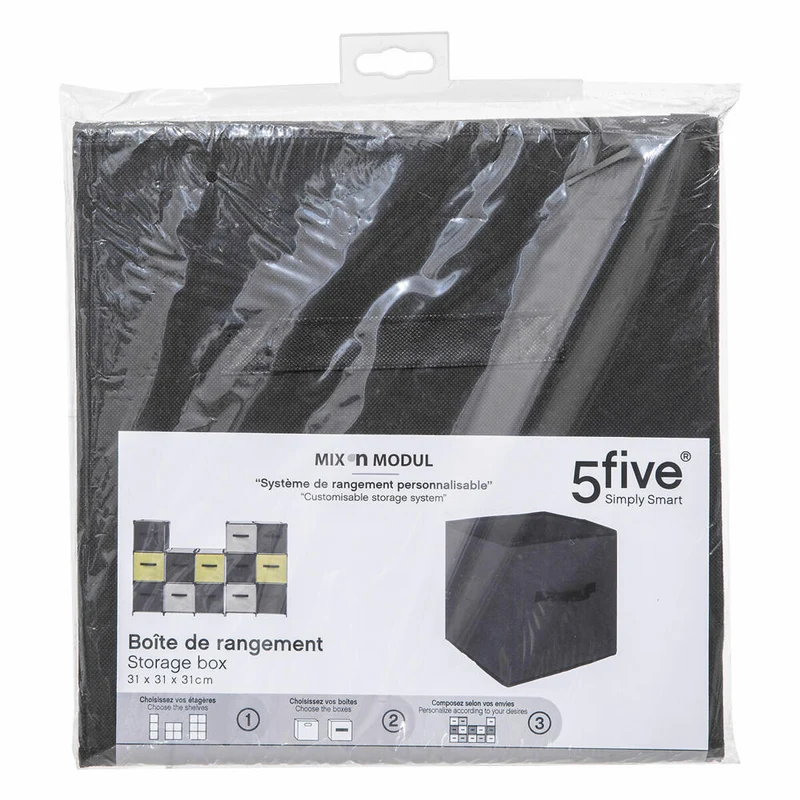 5five Simply Smart Aufbewahrungskorb Mix N Modul Lane, Pappe, PP-Kunststoff, Schwarz, 31 x 31 cm, 130060