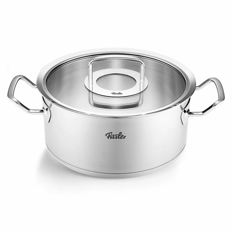 Fissler Bratentopf Original-Profi Collection mit Glasdeckel, Edelstahl 18/10, Silbern, 24 cm, 084-139-24-000