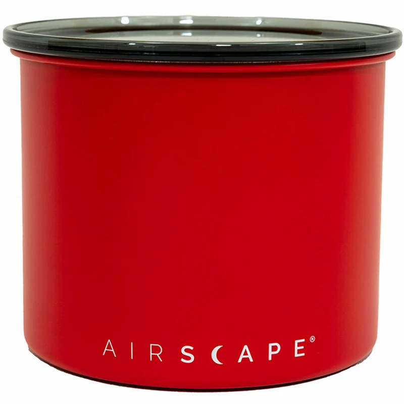 Airscape Edelstahl-Aromabehälter Klein, Kaffeedose, Aufbewahrungdose, Edelstahl, Signalrot Matt, AS2804