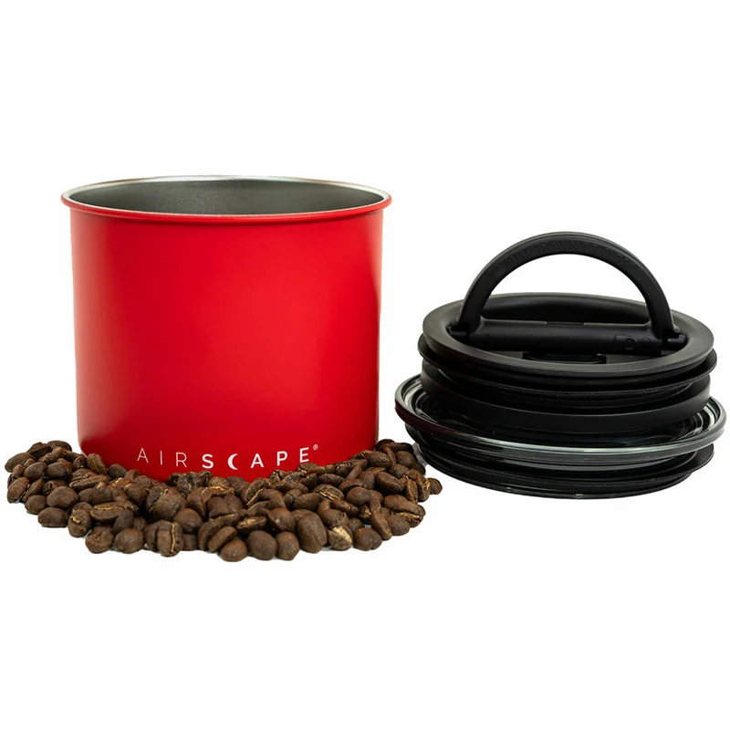 Airscape Edelstahl-Aromabehälter Klein, Kaffeedose, Aufbewahrungdose, Edelstahl, Signalrot Matt, AS2804