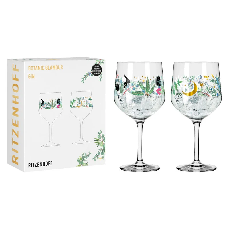 Ritzenhoff Ginglas 2er Set Botanic Glamour 007, 008, Good Wives and Warriors, Kristallglas, 720 ml, 3882001