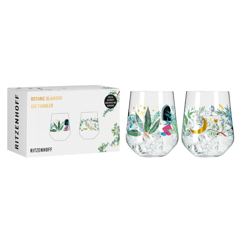 Ritzenhoff Ginglas 2er Set Botanic Glamour 007, 008, Good Wives and Warriors, Kristallglas, 710 ml, 3892001