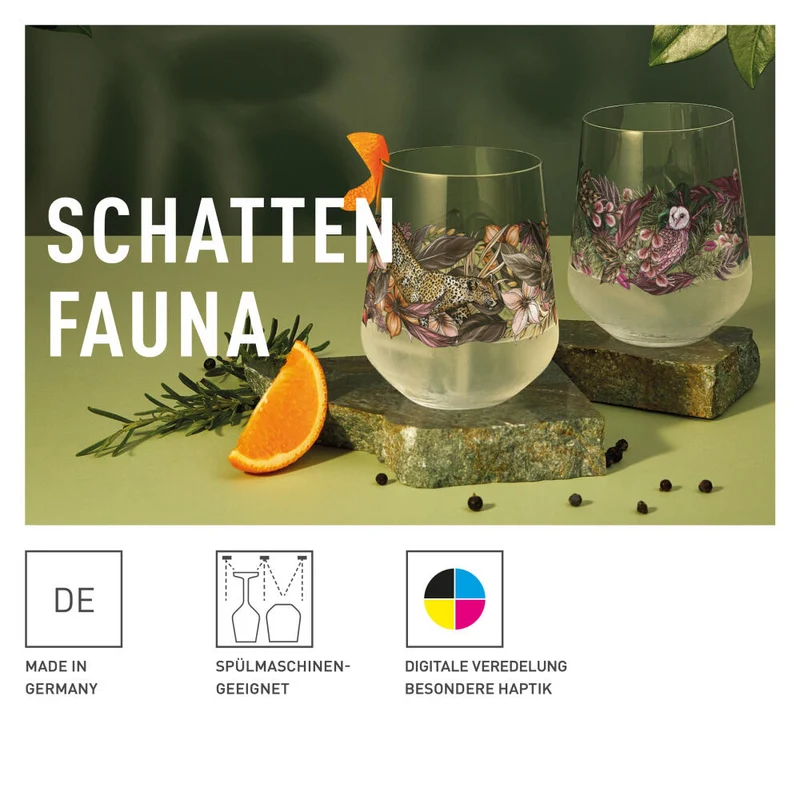 Ritzenhoff Universalglas 2er Set Schattenfauna 001, 002, Maggie Enterrios, Kristallglas, 540 ml, 3911001