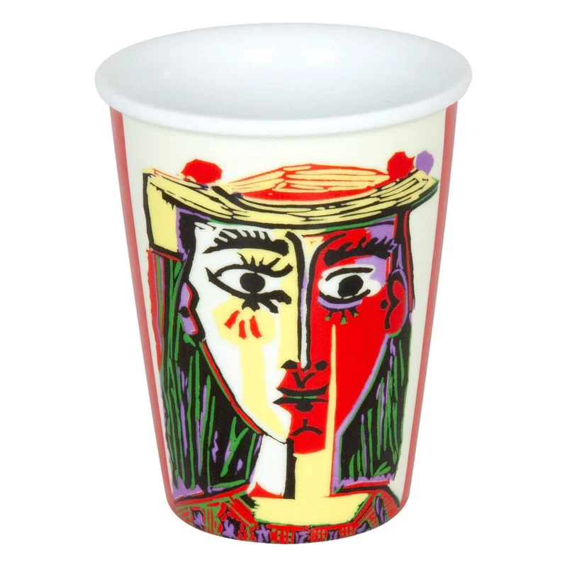 Könitz Coffee to go Mug Picasso - Femme Au Chapeau, Tasse, Kaffeetasse, Porzellan, Rot, 380 ml, 1111621991