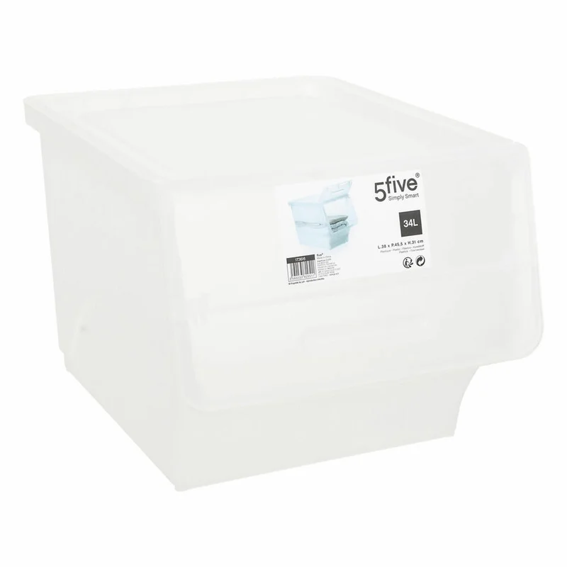 5five Simply Smart Aufbewahrungsbox mit Frontklappe, PP-Kunststoff, Transparent, 34 Liter, 173616