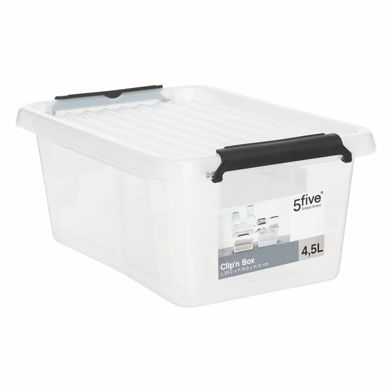 5five Simply Smart Aufbewahrungsbox Clip N Box, Kiste, PP-Kunststoff, Transparent, 4.5 Liter, 138835