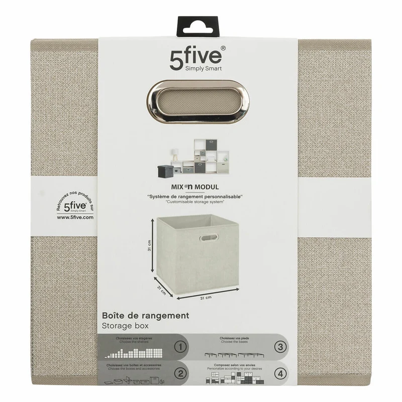 5five Simply Smart Aufbewahrungskorb Mix N Modul, Pappe, PP-Kunststoff, Beige meliert, 31 x 31 cm, 138885G