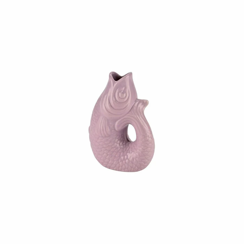 Gift Company Vase Monsieur Carafon XS, Dekovase in Fisch-Form, Steingut, Lavender, 13 cm, 1087402014