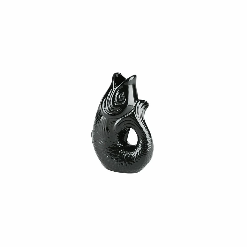 Gift Company Vase Monsieur Carafon S, Dekovase in Fisch-Form, Steingut, Schwarz, 25.2 cm, 1087403002