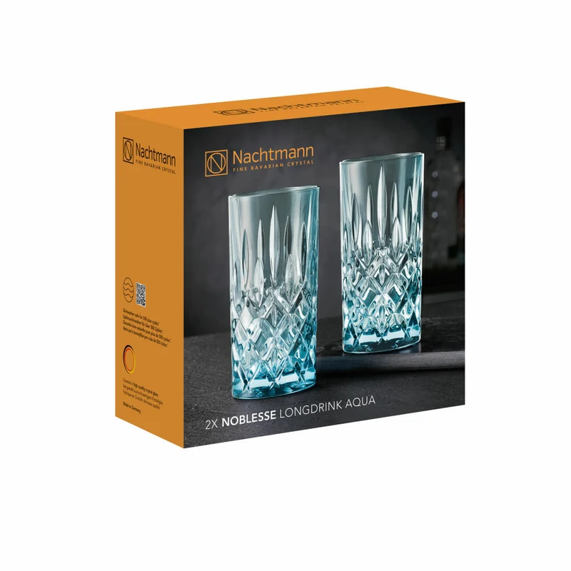 Nachtmann Noblesse Longdrinkglas, 2er Set, Wasserglas, Longdrink Glas, Kristallglas, Aqua, 395 ml, 105710