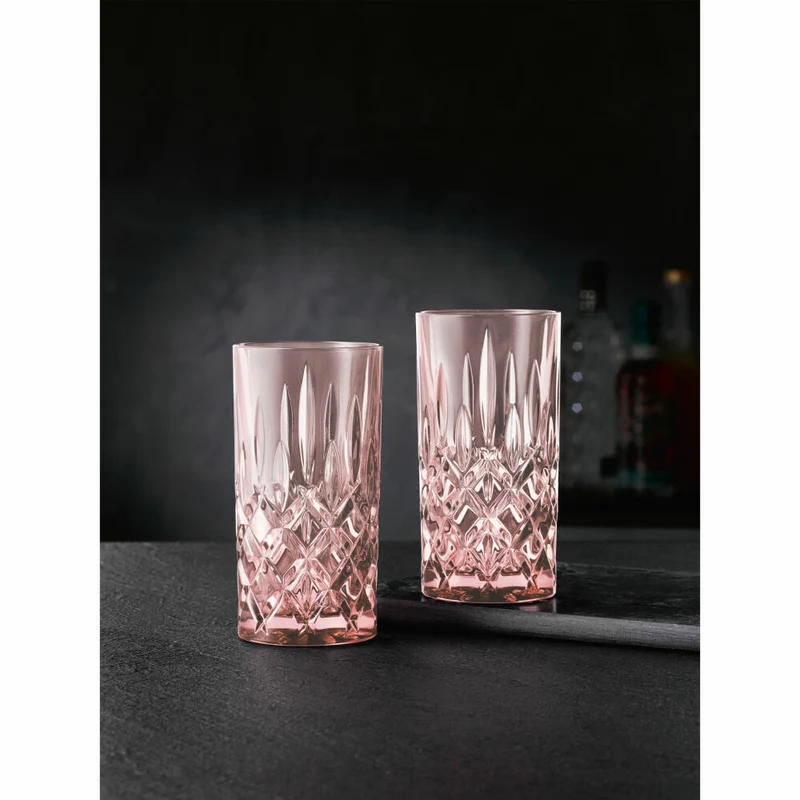 Nachtmann Noblesse Longdrinkglas, 2er Set, Wasserglas, Longdrink Glas, Kristallglas, Rose, 395 ml, 105711