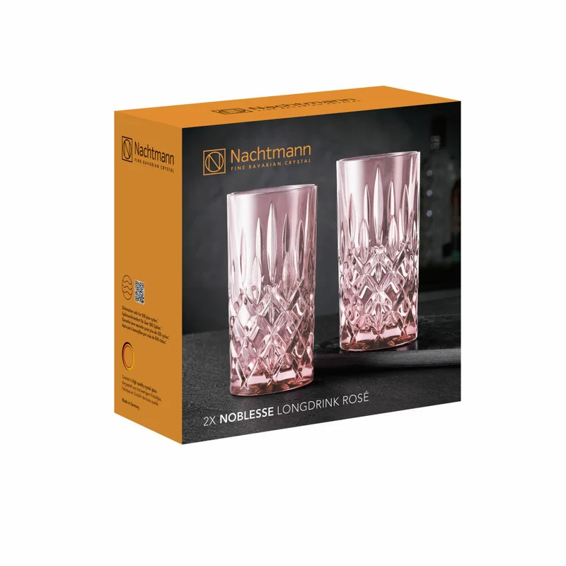 Nachtmann Noblesse Longdrinkglas, 2er Set, Wasserglas, Longdrink Glas, Kristallglas, Rose, 395 ml, 105711