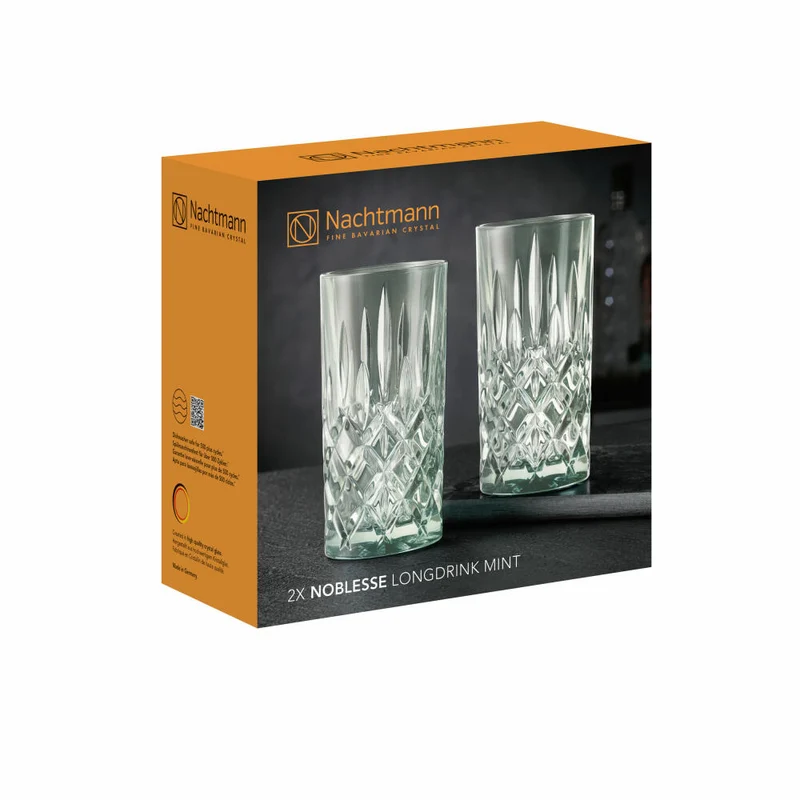 Nachtmann Noblesse Longdrinkglas, 2er Set, Wasserglas, Longdrink Glas, Kristallglas, Mint, 395 ml, 105712