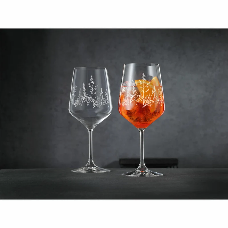 Nachtmann Tattoo Wein/Spritzglas Botanical White, 2er Set, Weinglas, Longdrinkglas, Kristallglas, 630 ml, 105722