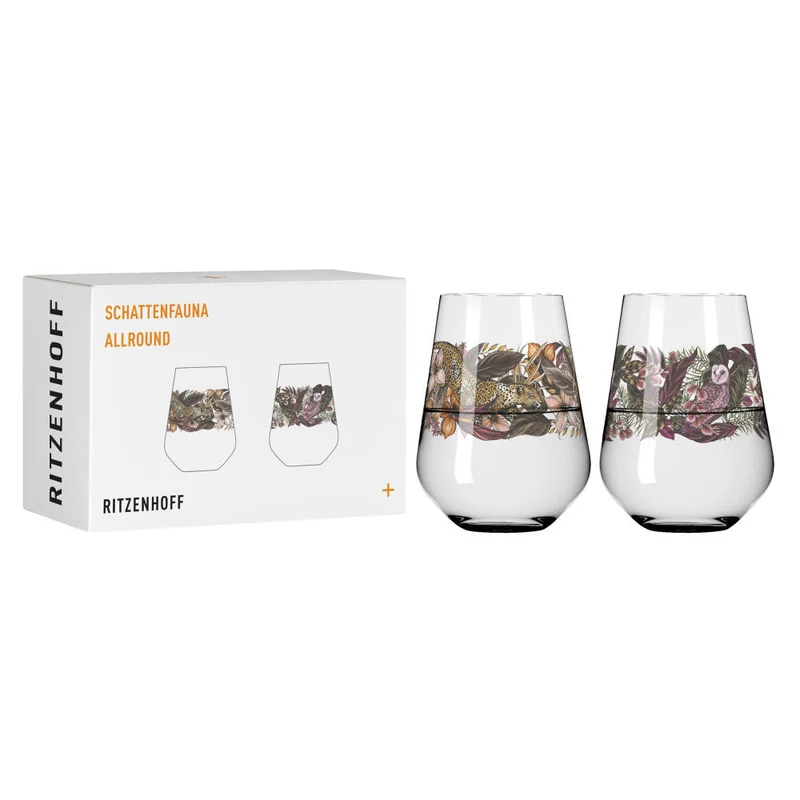 Ritzenhoff Universalglas 2er Set Schattenfauna 003, 004, Maggie Enterrios, Kristallglas, 540 ml, 3911002