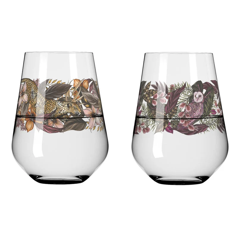 Ritzenhoff Universalglas 2er Set Schattenfauna 003, 004, Maggie Enterrios, Kristallglas, 540 ml, 3911002