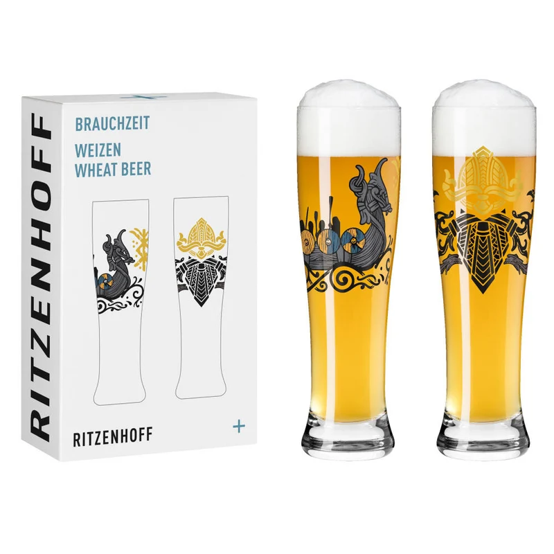 Ritzenhoff Weizenbierglas 2er Set Brauchzeit 019, 020, Jakub Vanis, Glas, 646 ml, 3481010