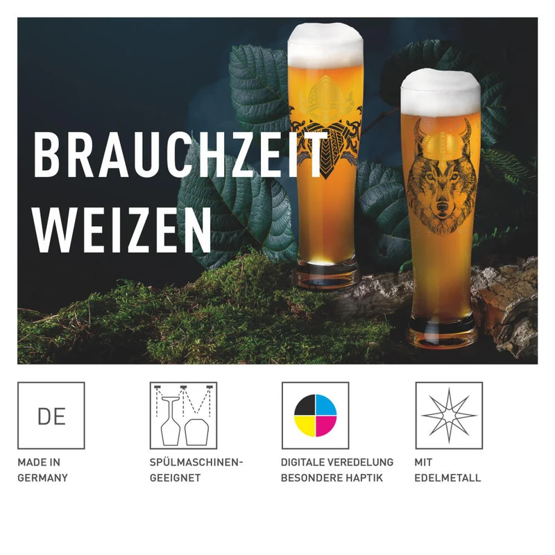 Ritzenhoff Weizenbierglas 2er Set Brauchzeit 019, 020, Jakub Vanis, Glas, 646 ml, 3481010