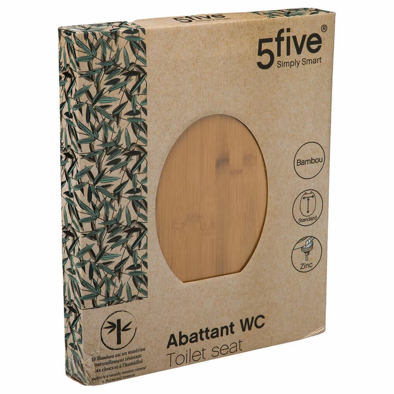 5five Simply Smart WC-Sitz Bamboo, Toilettensitz , Bambus, Zink, Braun, 174549