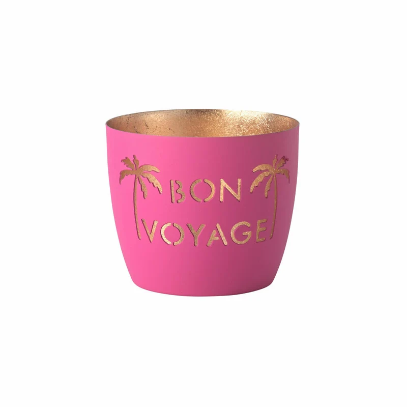 Gift Company Windlicht Madras Bon voyage M, Teelichthalter, Kerzenhalter, Eisen, neon purple / Gold, H 8.5 cm, 1156604082