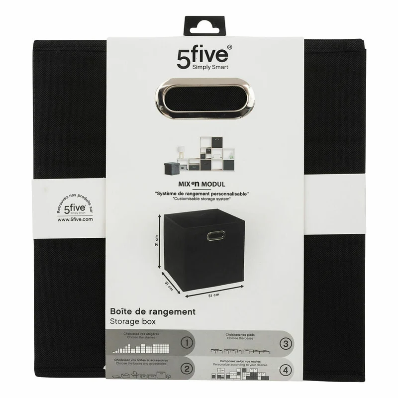 5five Simply Smart Aufbewahrungskorb Mix N Modul, Pappe, PP-Kunststoff, Schwarz, 31 x 31 cm, 138885J