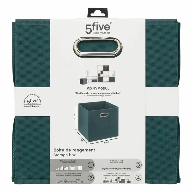 5five Simply Smart Aufbewahrungskorb Mix N Modul, Pappe, PP-Kunststoff, Petrolblau, 31 x 31 cm, 138885M