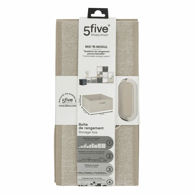5five Simply Smart Aufbewahrungskorb Mix N Modul, Pappe, PP-Kunststoff, Beige meliert, 31 x 15 cm, 138886G