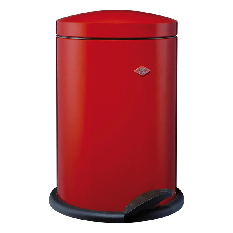 Wesco Treteimer Base Softer 116, Bad Abfalleimer, Mülleimer, Stahlblech, Rot, 13 L, 116212-02