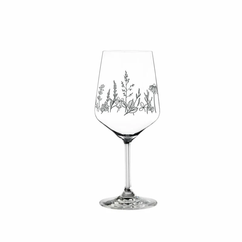 Nachtmann Tattoo Wein/Spritzglas Botanical Black, 2er Set, Weinglas, Longdrinkglas, Kristallglas, 630 ml, 105723