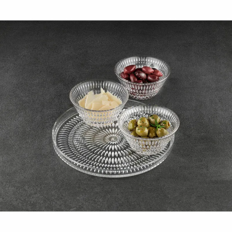 Nachtmann Ethno Servierset, 4-tlg., Servierteller, Schale, Dipschale, Snackschale, Kristallglas, 105766