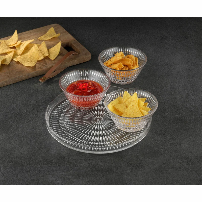 Nachtmann Ethno Servierset, 4-tlg., Servierteller, Schale, Dipschale, Snackschale, Kristallglas, 105766