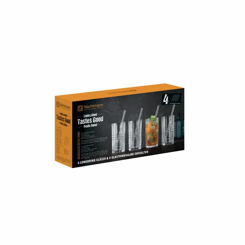 Nachtmann Tastes Good Longdrink Set, 8-tlg., Glastrinkhalme, Longdrinkglas, Trinkhalm, Trinkglas, Kristallglas, , 103144