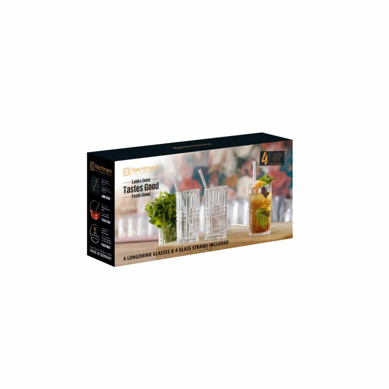 Nachtmann Tastes Good Longdrink Set, 8-tlg., Glastrinkhalme, Longdrinkglas, Trinkhalm, Trinkglas, Kristallglas, , 103144