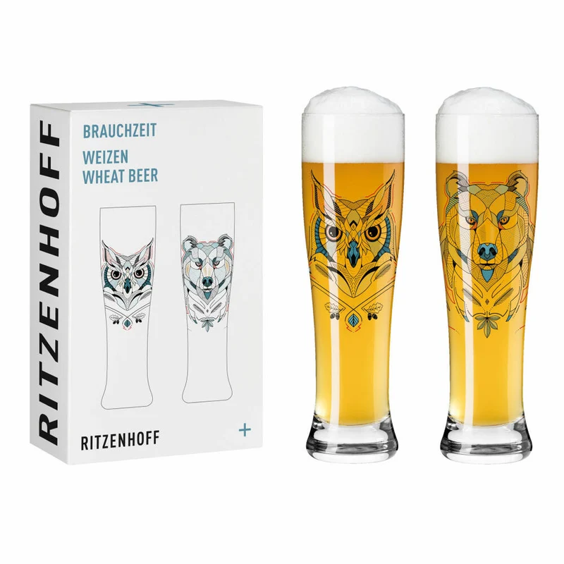Ritzenhoff Weizenbiergläser Brauchzeit Weizen 2er-Set 001, Weizenglas, Andreas Preis, Glas, 646 ml, 3481001