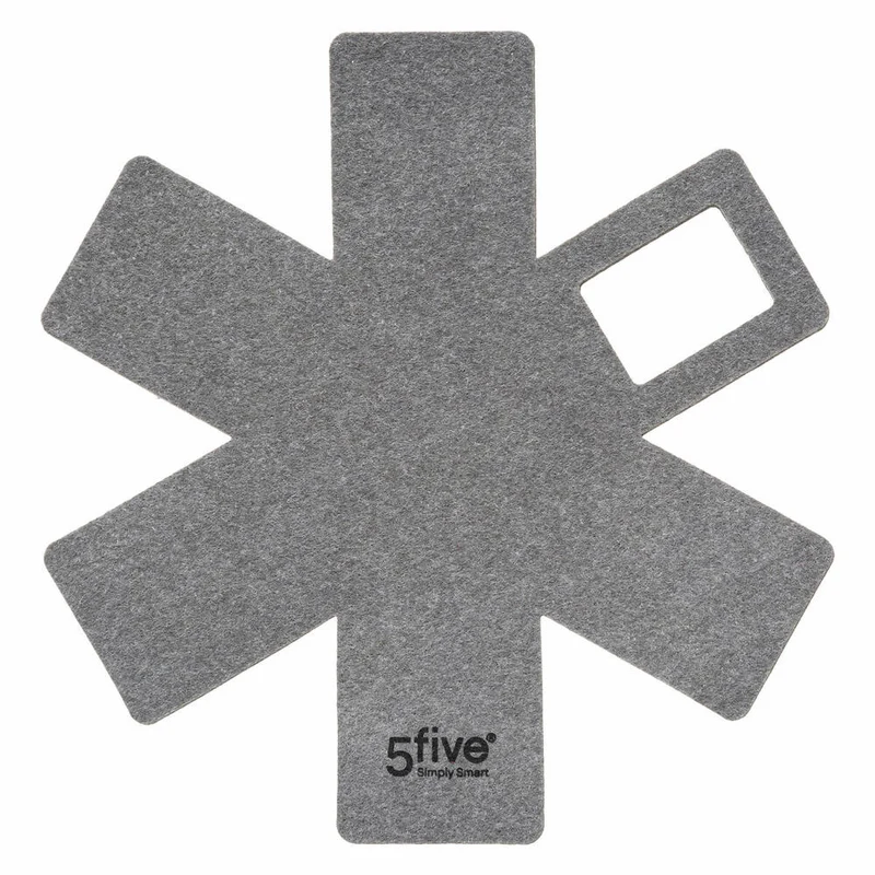 5five Simply Smart Pfannenschoner 6er-Set, Kratzschutz, 100% Polyester, Grau, 179731