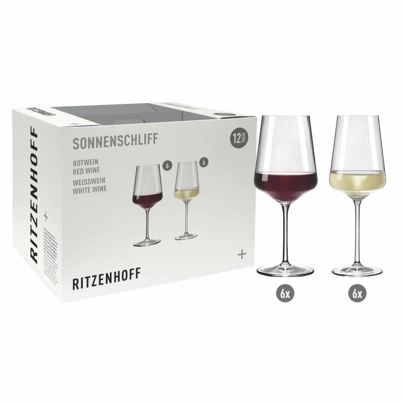 Ritzenhoff Weinglas-Set 12-tlg. Sonnenschliff, Kristallglas, 540 ml, R-6281001