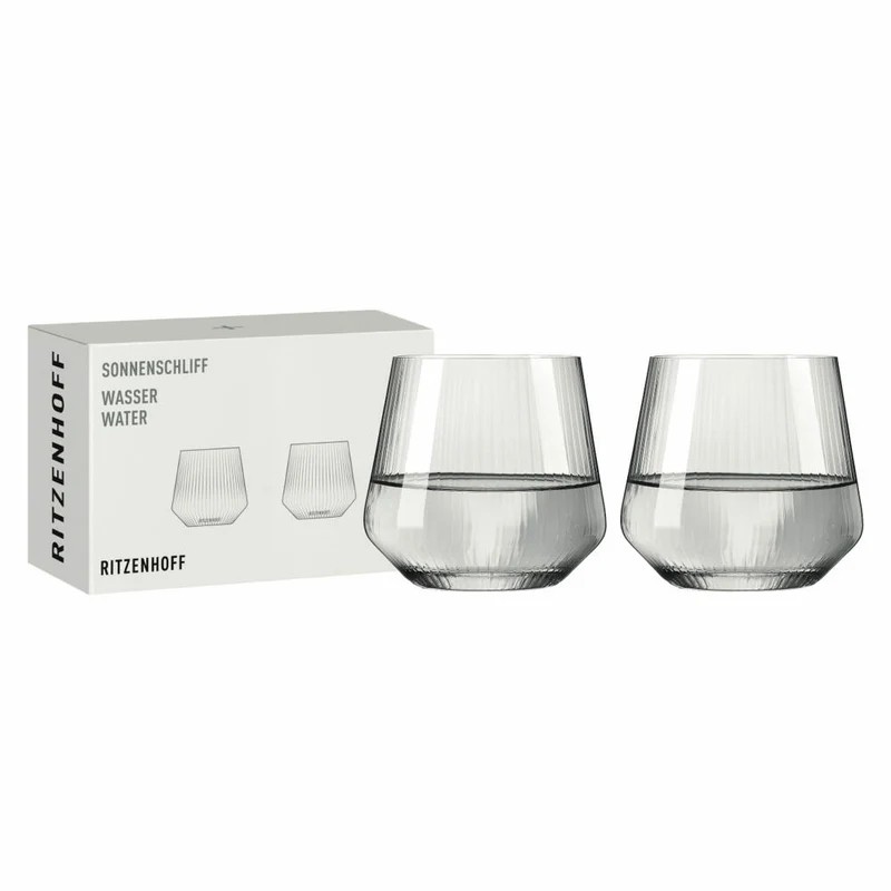 Ritzenhoff Wasserglas 2er Set Sonnenschliff 001, Kristallglas, 410 ml, R-8000001