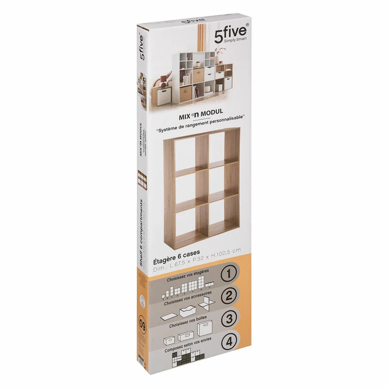 5five Simply Smart Regal Mix N Modul 2x3 Naturholz-Optik, Holzspahn, Beige, 100.5 x 67.5 cm, 138909