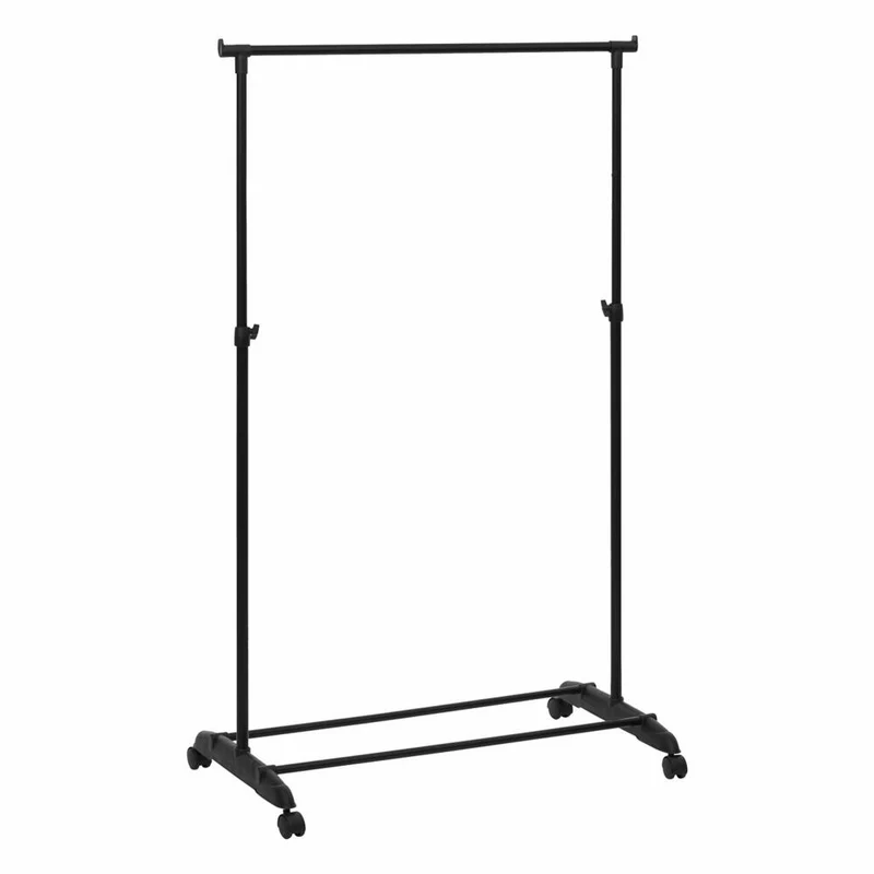 5five Simply Smart Ausziehbarer Kleiderständer Pan mit Rollen, Metall, PP-Kunststoff, Schwarz, 160 cm, 138925