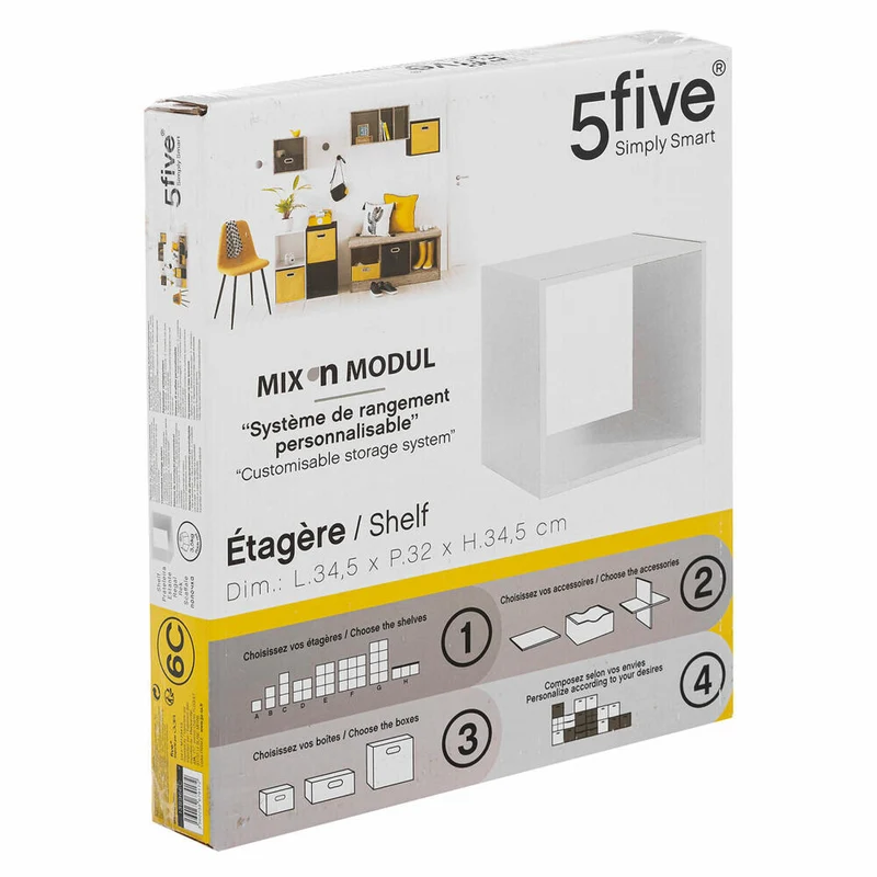 5five Simply Smart Regalfach Mix N Modul 1x1, Holzspahn, Weiß, 34.5 x 34.5 cm, 138966C