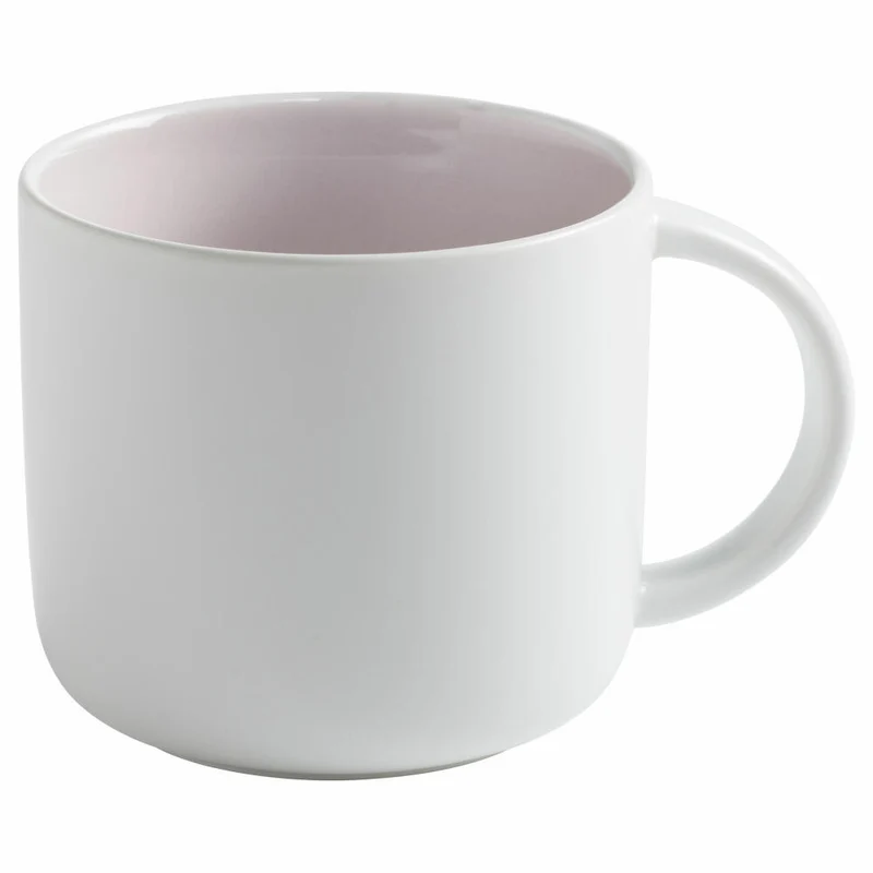 Maxwell & Williams Tint Becher, Tasse, Kaffeebecher, Trinkbecher, Porzellan, Weiß / Rosa, 450 ml, DI0010