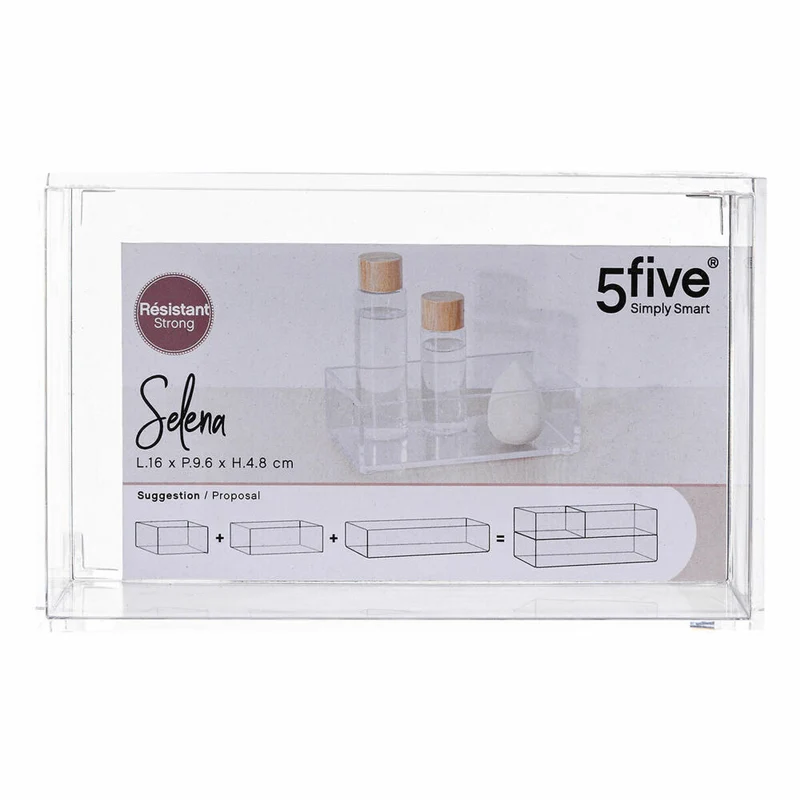 5five Simply Smart Schmuck- und Kosmetikorganizer Selena, Kunststoff, Transparent, 16 x 9.6 cm, 155901