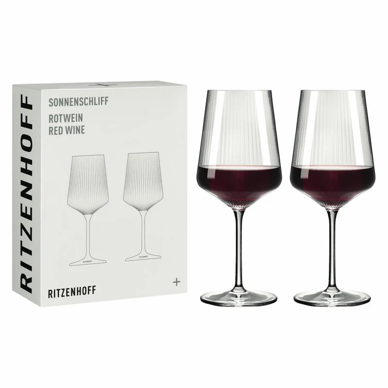 Ritzenhoff Rotweinglas 2er Set Sonnenschliff 001, Kristallglas, 536 ml, R-8000002