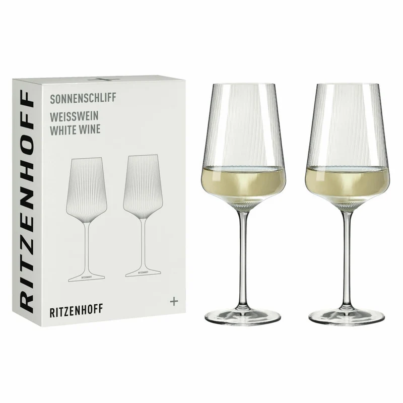 Ritzenhoff Weißweinglas 2er Set Sonnenschliff 001, Kristallglas, 400 ml, R-8000003