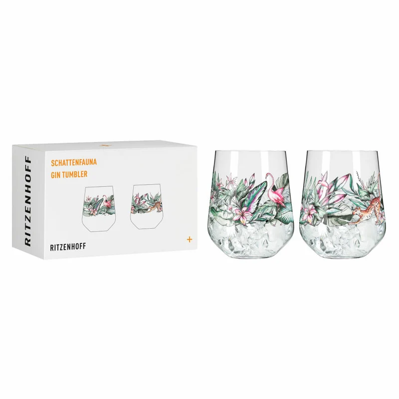 Ritzenhoff Gin Tumbler 2er Set Schattenfauna 005 006, Kristallglas, 710 ml, R-3701003