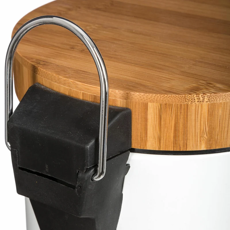 5five Simply Smart Abfalleimer Natureo, Kosmetikeimer, Metall, Bambus, Kunststoff, Weiß, 3 Liter, 140801