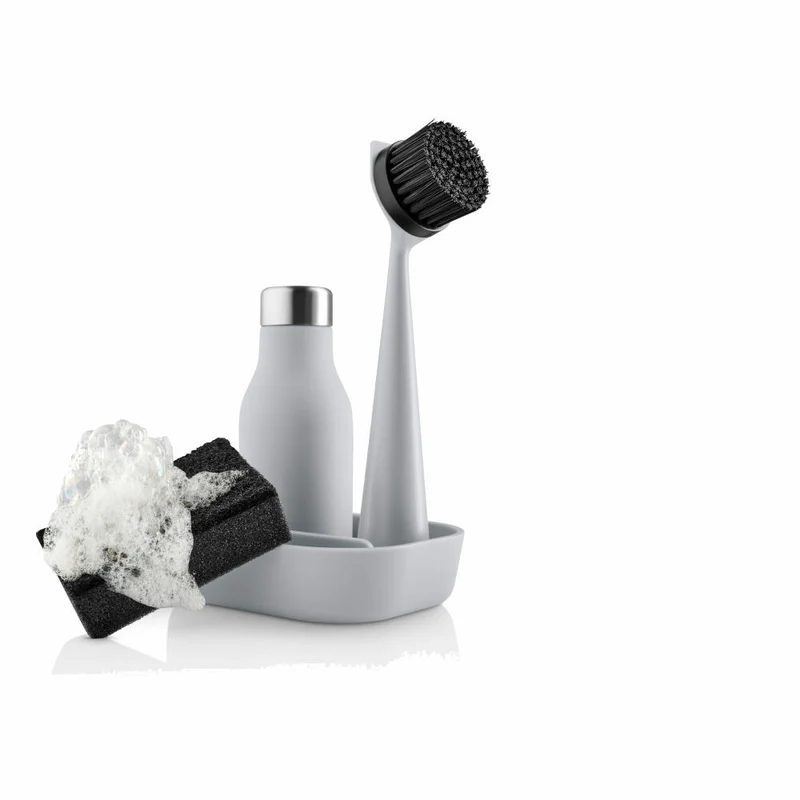 Eva Solo Küchenset 4-tlg., Bürste, Schwamm, Seifenspender, Kunststoff, Marble Grey, 530694