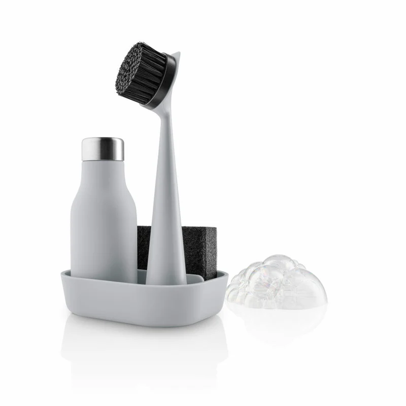 Eva Solo Küchenset 4-tlg., Bürste, Schwamm, Seifenspender, Kunststoff, Marble Grey, 530694